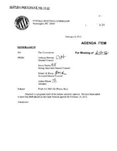 AGENDA DOCUMENT NO[removed],:  FEDERAL ELECTION COMMISSION