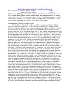 Southern Campaign American Revolution Pension Statements Pension application of Thomas McGrew S13895 fn7SC Transcribed by Will Graves[removed]Methodology: Spelling, punctuation and/or grammar have been corrected in some