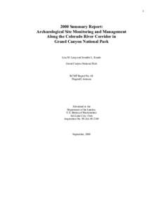 [removed]Summary Report: Archaeological Site Monitoring and Management Along the Colorado River Corridor in Grand Canyon National Park