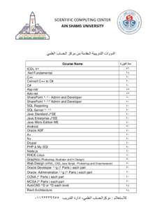 SCIENTIFIC COMPUTING CENTER AIN SHAMS UNIVERSITY ‫الدورات التدريبية المقدمة من مركز الحساب العلمي‬ Course Name ICDL V0