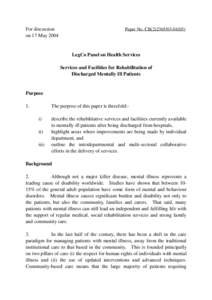 For discussion on 17 May 2004 Paper No. CB[removed])  LegCo Panel on Health Services
