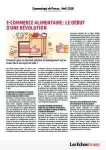 Communiqué de Presse : AvrilE-COMMERCE ALIMENTAIRE : LE DÉBUT D’UNE RÉVOLUTION  Comment capter un important potentiel de développement tout en