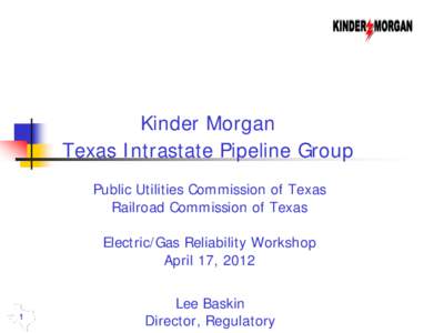 Kinder Morgan Texas Intrastate Pipeline Group Public Utilities Commission of Texas Railroad Commission of Texas Electric/Gas Reliability Workshop April 17, 2012