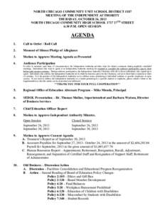 North Chicago School District 187 Independent Authority Meeting Agenda - October 24, 2013