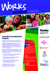 TONSLEY  This Works Program initiative is being delivered at Tonsley in partnership with: