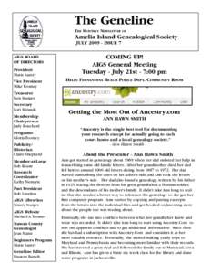 The Geneline THE MONTHLY NEWSLETTER OF  Amelia Island Genealogical Society