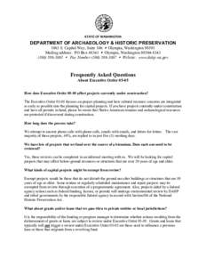 STATE OF WASHINGTON   DEPARTMENT OF ARCHAEOLOGY & HISTORIC PRESERVATION  1063 S. Capitol Way, Suite 106  Ÿ  Olympia, Washington 98501  Mailing address:  PO Box 48343  Ÿ  Olympia, Washington 