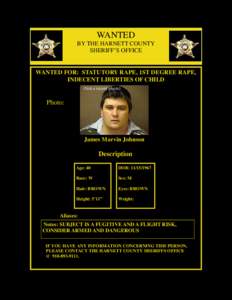 WANTED BY THE HARNETT COUNTY SHERIFF’S OFFICE WANTED FOR: STATUTORY RAPE, 1ST DEGREE RAPE, INDECENT LIBERTIES OF CHILD