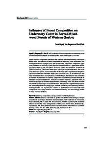 Silva Fennica[removed]research articles  Influence of Forest Composition on Understory Cover in Boreal Mixedwood Forests of Western Quebec Sonia Légaré, Yves Bergeron and David Paré