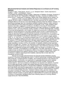 Mitochondrial-Derived Oxidants and Cellular Responses to Low Dose/Low LET Ionizing Radiation