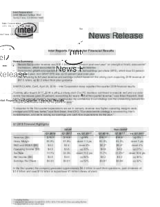 Intel Corporation 2200 Mission College Blvd. Santa Clara, CANews Release Intel Reports First-Quarter Financial Results