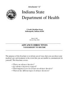 Attachment “A”  Indiana State Department of Health 2 North Meridian Street Indianapolis, Indiana 46204