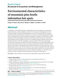 Environmental characteristics of mountan pine beetle infestation hot spots