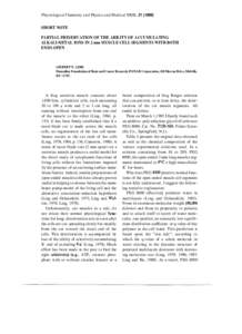 Physiological Chemistry and Physics and Medical NMR, [removed]SHORT NOTE PARTIAL PRESERVATION OF THE ABILITY OF ACCUMULATING ALKALI-METAL IONS IN 2 mm MUSCLE CELL SEGMENTS WITH BOTH ENDS OPEN