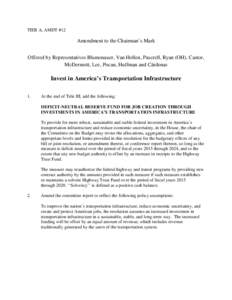 TIER A, AMDT #12  Amendment to the Chairman’s Mark Offered by Representatives Blumenauer, Van Hollen, Pascrell, Ryan (OH), Castor, McDermott, Lee, Pocan, Huffman and Cárdenas