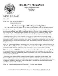 State governments of the United States / Oregon Ballot Measure 57 / Government / Floyd Prozanski / Department of Corrections / Government of Oregon