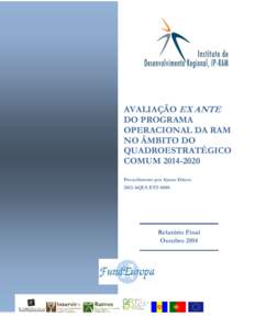 AVALIAÇÃO EX ANTE DO PROGRAMA OPERACIONAL DA RAM NO ÂMBITO DO QUADROESTRATÉGICO COMUM