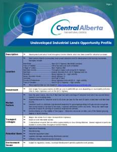 Page 1  Undeveloped Industrial Lands Opportunity Profile Description