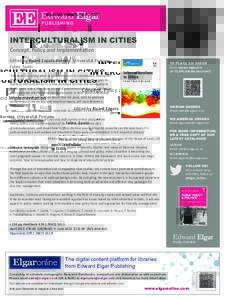 INTERCULTURALISM IN CITIES Concept, Policy and Implementation Edited by Ricard Zapata-Barrero, Universitat Pompeu Fabra, Spain  TO PLACE AN ORDER