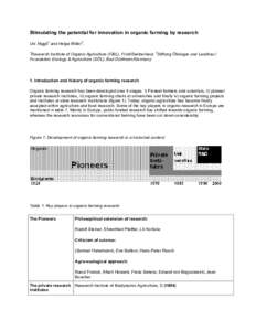 Stimulating the potential for innovation in organic farming by research