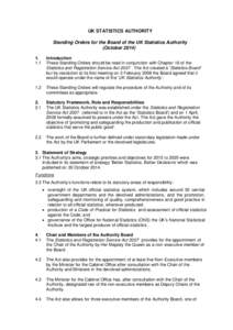 Standing Orders for the Board of the UK Statistics Authority