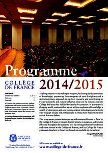 C oll è g e de  France contents Lectures and Seminars	  2, 3, 4