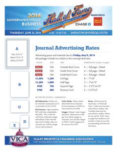 Journal Advertising Rates  A Trim: 8.5