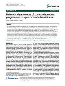 Molecular determinants of context-dependent progesterone receptor action in breast cancer