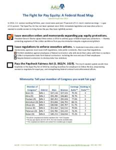   The Fight for Pay Equity: A Federal Road Map    Updated September 2015