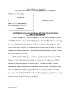 UNITED STATES OF AMERICA OCCUPATIONAL SAFETY AND HEALTH REVIEW COMMISSION SECRETARY OF LABOR, Complainant, v. IMPERIAL SUGAR COMPANY;