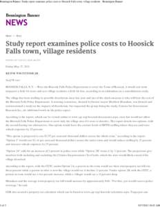 Bennington Banner: Study report examines police costs to Hoosick Falls town, village residents - Bennington Banner