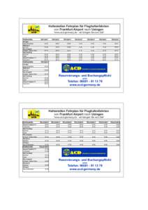 Haltestellen Fahrplan für Flughafenfahrten von Frankfurt Airport nach Usingen Taunus  Haltestelle