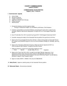 COUNTY COMMISSIONERS JUNIATA COUNTY COMMISSIONERS’ BOARD MEETING August 5, [removed]:00 a.m. I. Commissioners’ Agenda A.