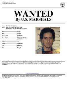 Wanted by U.S. Marshals - Vidal Lara LOPEZ