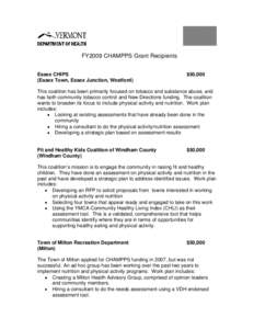 CHAMPPS Grant Applications Summary FY2009