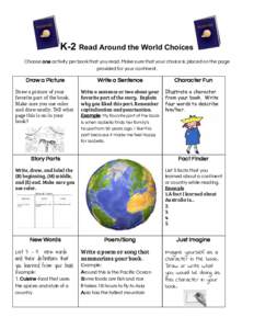    K­2 ​ Read Around the World Choices   