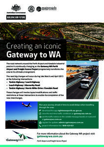 Creating an iconic  Gateway to WA The road network around the Perth Airport and Kewdale industrial precinct is continually changing as the Gateway WA Perth