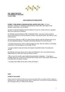 ASX / MEDIA RELEASE FOR IMMEDIATE RELEASE 13 JULY 2006