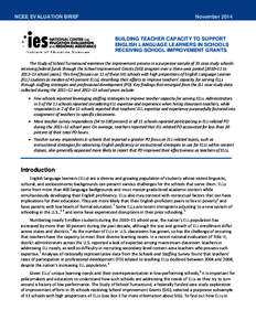 NCEE Evaluation Brief, November 2014: Building Teacher Capacity to Support English Language Learners in Schools Receiving School Improvement Grants