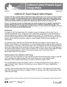 Softwood Lumber Products Export Charge Notice SWLN27 August 2010