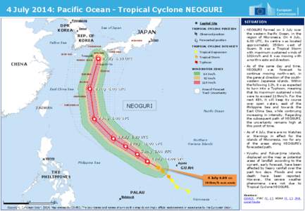 4 July 2014: Pacific Ocean - Tropical Cyclone NEOGURI SITUATION Capital City  DPR
