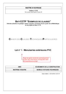 Microsoft Word - Bati CCTP __Exemples de clauses__ - Lot Lot n° 1 - Menuiseries extérieures PVC.doc