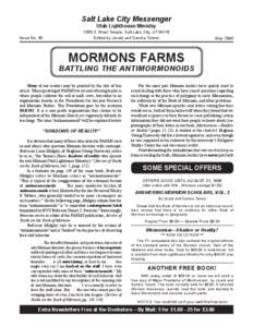 Salt Lake City Messenger Utah Lighthouse Ministry Issue No[removed]S. West Temple, Salt Lake City, UT 84115