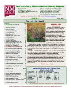 2 1 Doña Ana County Master Gardener Monthly Magazine • Doña Ana County • U.S. Department of Agriculture