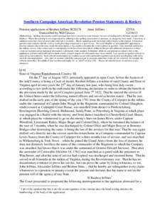 Southern Campaign American Revolution Pension Statements & Rosters Pension application of Reuben Jeffries W20178 Transcribed by Will Graves Anne Jeffries