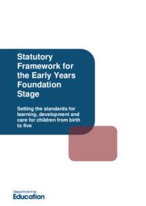 Statutory Framework for the Early Years Foundation Stage Setting the standards for
