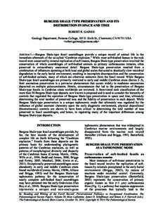 BURGESS SHALE-TYPE PRESERVATION AND ITS DISTRIBUTION IN SPACE AND TIME ! ! Geology Department, Pomona College, 185 E. Sixth St., Claremont, CA[removed]USA