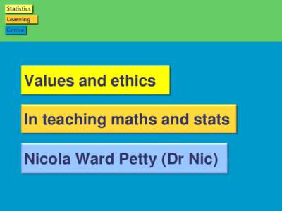 Page 1  Values and ethics In teaching maths and stats Nicola Ward Petty (Dr Nic)