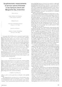 Sunphotometer measurements of aerosol optical thickness in the Gerlache Strait and Marguerite Bay, Antarctica ROBERT FROuIN Scripps Institution of Oceanography