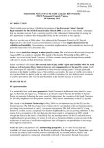 PC.DEL[removed]February 2011 ENGLISH only Statement by the EUSR for the South Caucasus Peter Semneby OSCE Permanent Council, Vienna 10 February 2011